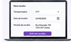 Ecrã para solicitar uma recolha